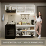 Cocina Integral Reims Blanco 190x225cm con Mesón de Madera Aglomerada Mdp y sin Estufa