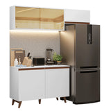 Cocina Integral Reims Blanco 190x210cm con Mesón de Madera Aglomerada Mdp y sin Estufa
