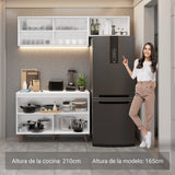 Cocina Integral Reims Blanco 190x210cm con Mesón de Madera Aglomerada Mdp y sin Estufa