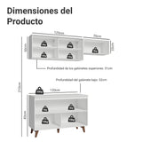 Cocina Integral Reims Blanco 190x210cm con Mesón de Madera Aglomerada Mdp y sin Estufa