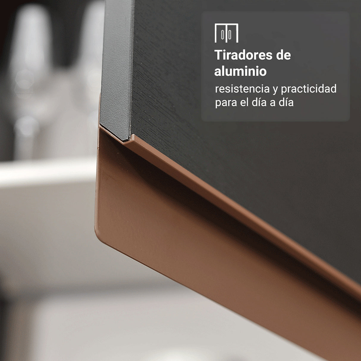 Cocina Integral Reims Negro 190x210cm con Mesón de Madera Aglomerada Mdp con Dos Puertas Inferiores y sin Estufa