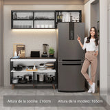 Cocina Integral Reims Negro 190x210cm con Mesón de Madera Aglomerada Mdp con Dos Puertas Inferiores y sin Estufa