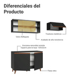 Cocina Integral Reims Negro 190x210cm con Mesón de Madera Aglomerada Mdp con Dos Puertas Inferiores y sin Estufa