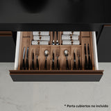 Cocina Integral Reims Negro y Marrón 190x210cm con Mesón de Madera Aglomerada Mdp y sin Estufa