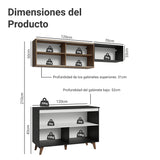 Cocina Integral Reims Negro y Marrón 190x210cm con Mesón de Madera Aglomerada Mdp y sin Estufa