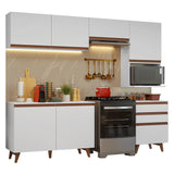 Cocina Integral Reims Blanco 250x210cm con Mesón de Madera Aglomerada Mdp y sin Estufa