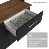 Cocina Integral Aura Marrón y Negro 196x187cm con Mesón de Madera Aglomerada Mdp y sin Estufa