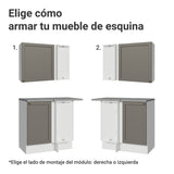 Cocina Integral Vik Blanco y Gris 399x225cm sin Mesón para Pozuelo Izquierda y sin Estufa