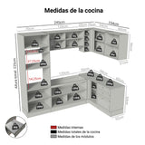Cocina Integral Vik Marrón y Gris 399x225cm sin Mesón para Pozuelo Izquierda y sin Estufa