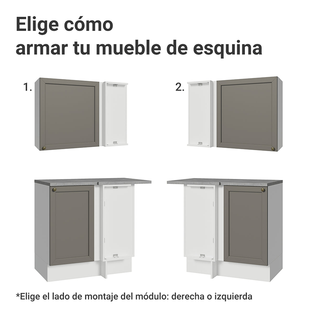 Cocina Integral Vik Blanco y Gris 399x225cm sin Mesón con Puertas de Vidrio Amarillo para Pozuelo Izquierda y sin Estufa