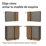 Cocina Integral Vik Marrón y Gris 399x225cm sin Mesón para Pozuelo Izquierda con Puertas de Vidrio Amarillo y sin Estufa