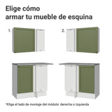 Cocina Integral Vik Blanco y Verde 399x225cm sin Mesón para Pozuelo Izquierda y sin Estufa