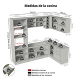 Cocina Integral Vik Blanco y Verde 399x225cm sin Mesón para Pozuelo Izquierda y sin Estufa