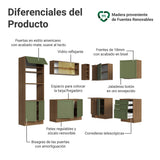 Cocina Integral Vik Marrón y Verde 399x225cm sin Mesón para Pozuelo Izquierda y sin Estufa