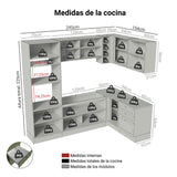Cocina Integral Vik Marrón y Verde 399x225cm sin Mesón para Pozuelo Izquierda y sin Estufa