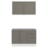 Cocina Integral Vik Blanco y Gris 120x225cm con Mesón de Madera Aglomerada Mdp y sin Estufa