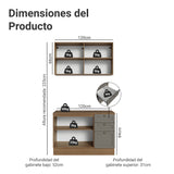 Cocina Integral Vik Marrón y Gris 120x225cm con Mesón de Madera Aglomerada Mdp y sin Estufa