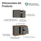 Cocina Integral Vik Marrón y Gris 120x225cm con Mesón de Madera Aglomerada Mdp y sin Estufa