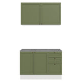 Cocina Integral Vik Blanco y Verde 120x225cm con Mesón de Madera Aglomerada Mdp y sin Estufa