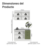 Cocina Integral Vik Blanco y Verde 120x225cm con Mesón de Madera Aglomerada Mdp y sin Estufa