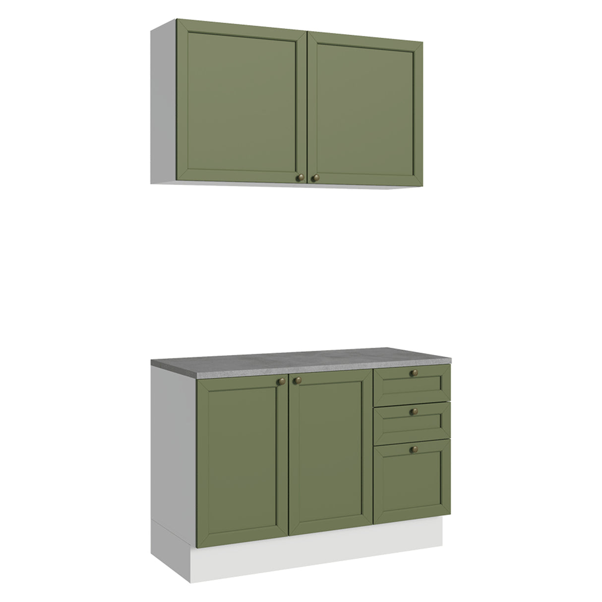 Cocina Integral Vik Blanco y Verde 120x225cm con Mesón de Madera Aglomerada Mdp y sin Estufa