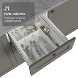 Cocina Integral Vik Blanco y Gris 180x225cm sin Mesón para Pozuelo Izquierda con Tres Puertas Inferiores y sin Estufa