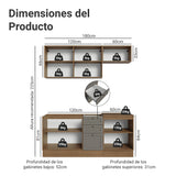 Cocina Integral Vik Marrón y Gris 180x225cm sin Mesón para Pozuelo Izquierda con Tres Puertas Inferiores y sin Estufa