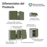 Cocina Integral Vik Blanco y Verde 180x225cm sin Mesón para Pozuelo Izquierda con Tres Puertas Inferiores y sin Estufa