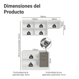Cocina Integral Vik Blanco y Gris 180x225cm sin Mesón para Pozuelo Izquierda con Dos Puertas Inferiores y sin Estufa