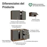Cocina Integral Vik Marrón y Gris 180x225cm sin Mesón para Pozuelo Izquierda con Dos Puertas Inferiores y sin Estufa