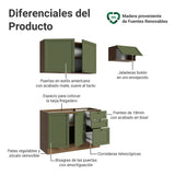 Cocina Integral Vik Marrón y Verde 180x225cm sin Mesón para Pozuelo Izquierda con Dos Puertas Inferiores y sin Estufa