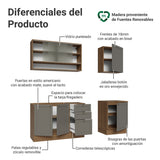 Cocina Integral Vik Marrón y Gris 180x225cm sin Mesón para Pozuelo Izquierda con Puertas de Vidrio y sin Estufa
