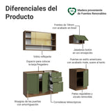 Cocina Integral Vik Marrón y Verde 180x225cm sin Mesón para Pozuelo Izquierda con Espacio para Campana y sin Estufa