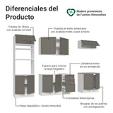 Cocina Integral Vik Blanco y Gris 270x225cm sin Mesón para Pozuelo Izquierda y sin Estufa