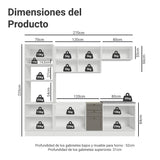 Cocina Integral Vik Blanco y Gris 270x225cm sin Mesón para Pozuelo Izquierda y sin Estufa