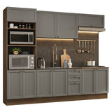 Cocina Integral Vik Marrón y Gris 270x225cm sin Mesón para Pozuelo Izquierda con Seis Puertas Inferiores y sin Estufa
