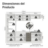 Cocina Integral Vik Blanco y Gris 270x225cm sin Mesón para Pozuelo Izquierda con Puertas de Vidrio Amarillo y sin Estufa