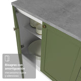 Cocina Integral Vik Blanco y Verde 270x225cm sin Mesón para Pozuelo Izquierda con Puertas de Vidrio y sin Estufa