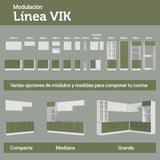 Cocina Integral Vik Blanco y Verde 280x225cm con Mesón de Madera Aglomerada Mdp y sin Estufa