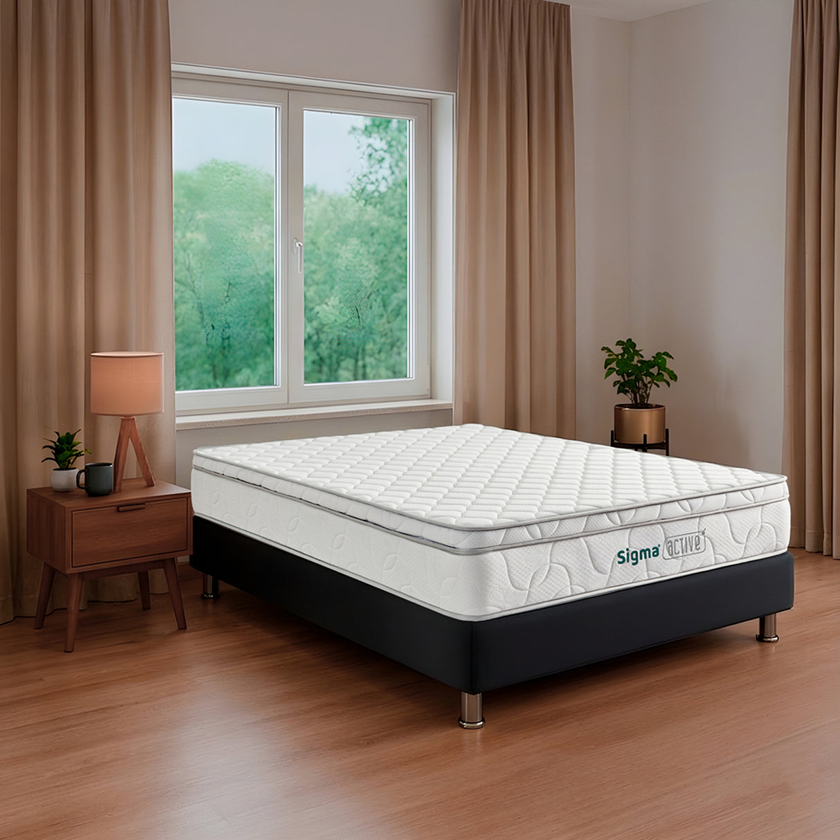 Colchón Medio Firme Sigma Blanco Doble 140 X 190 Cm Ortopedico de Resortes con Pillow Sencillo