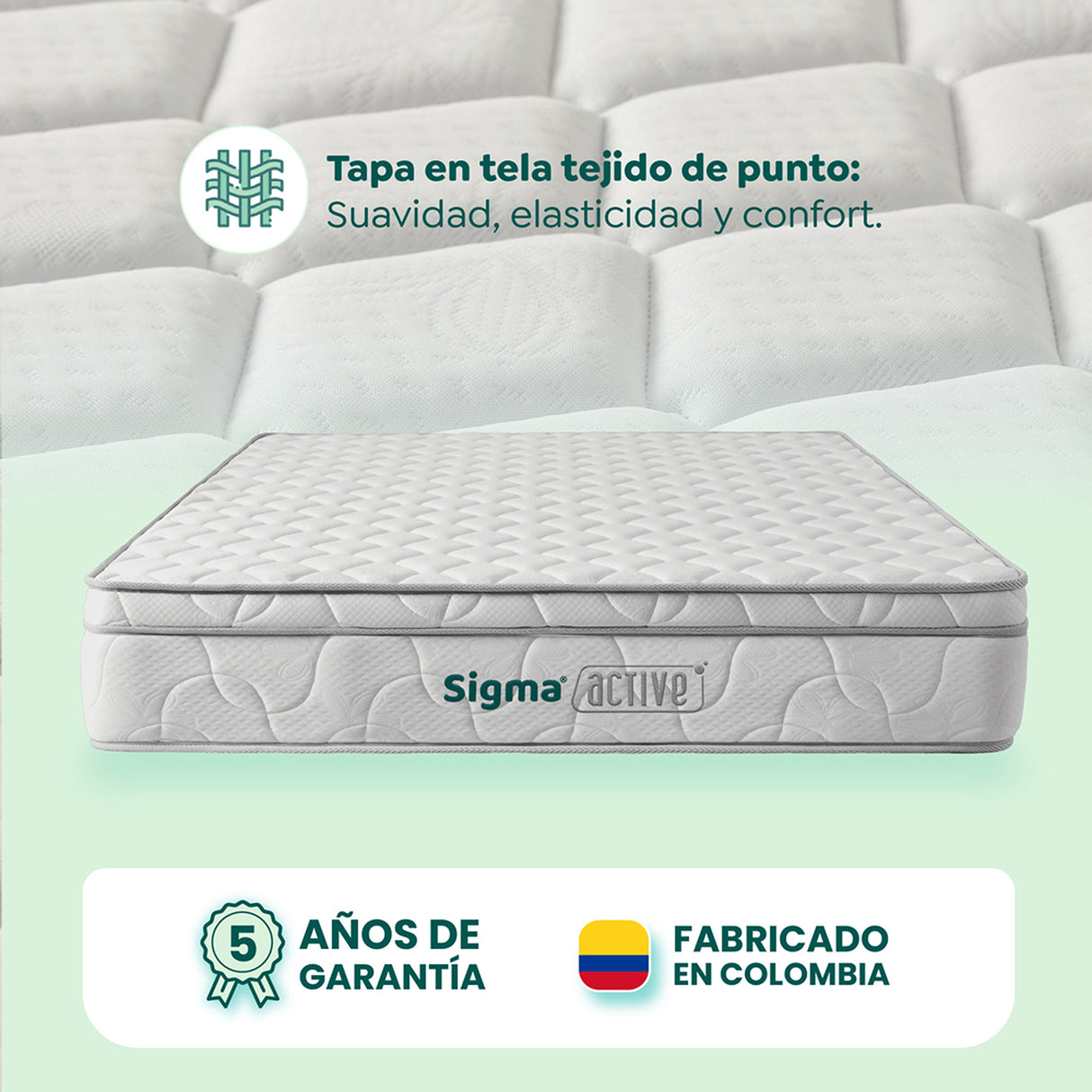 Colchón Medio Firme Sigma Blanco Doble 140 X 190 Cm Ortopedico de Resortes con Pillow Sencillo