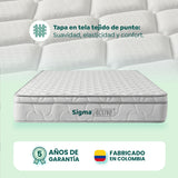 Colchón Medio Firme Sigma Blanco Doble 140 X 190 Cm Ortopedico de Resortes con Pillow Sencillo