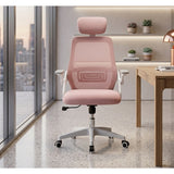 Silla Gerencial Rosa 72x119cm con Apoya Brazos con Soporte Lumbar y con Apoya Cabezas