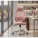 Silla Gerencial Rosa 72x119cm con Apoya Brazos con Soporte Lumbar y con Apoya Cabezas