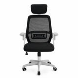 Silla Gerencial Negro y Blanco 52x105cm con Apoya Brazos con Soporte Lumbar y con Apoya Cabezas
