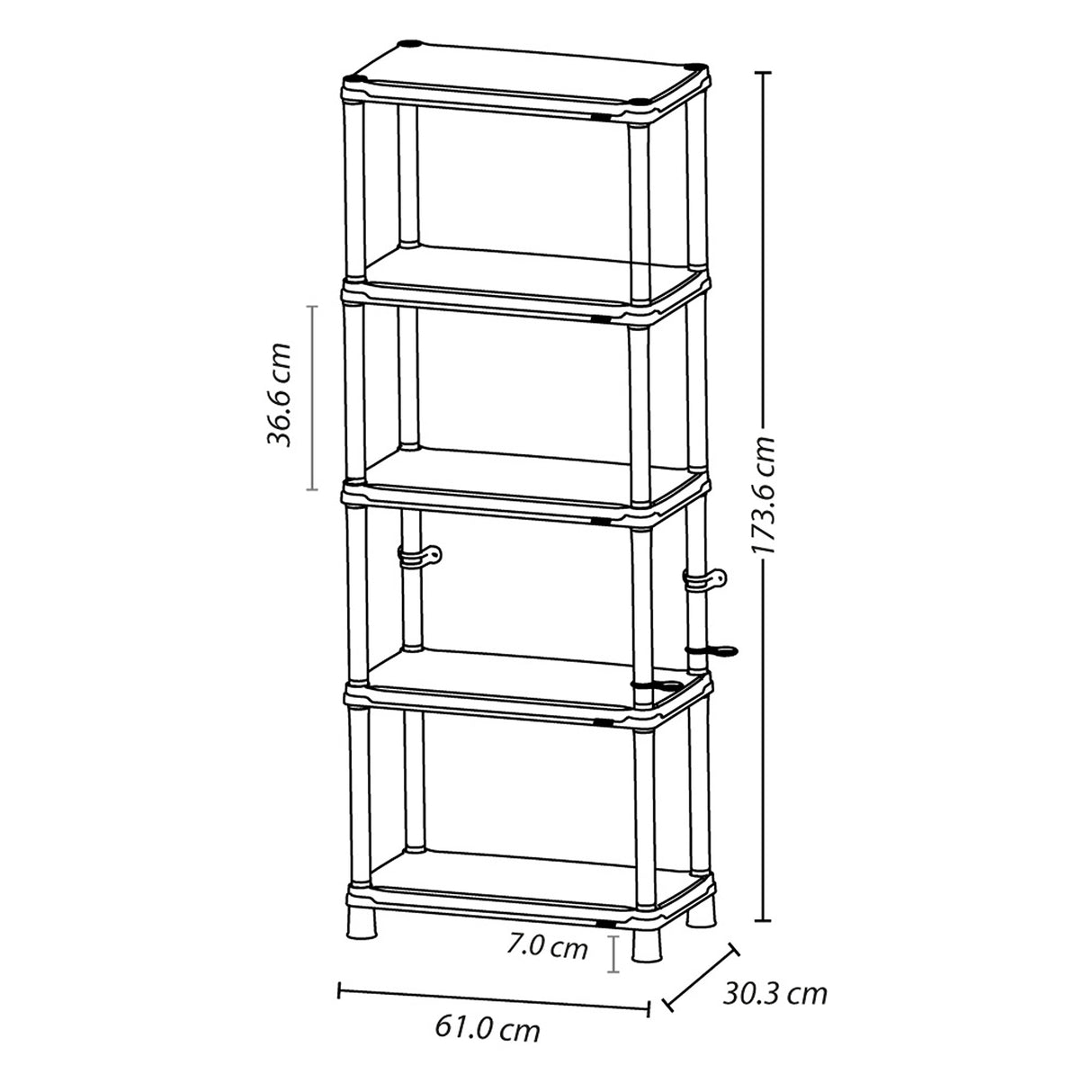 Estante Rimax Verde Lima 61x173.6cm Rectangular con Cinco Compartimientos y con Cinco Entrepaños