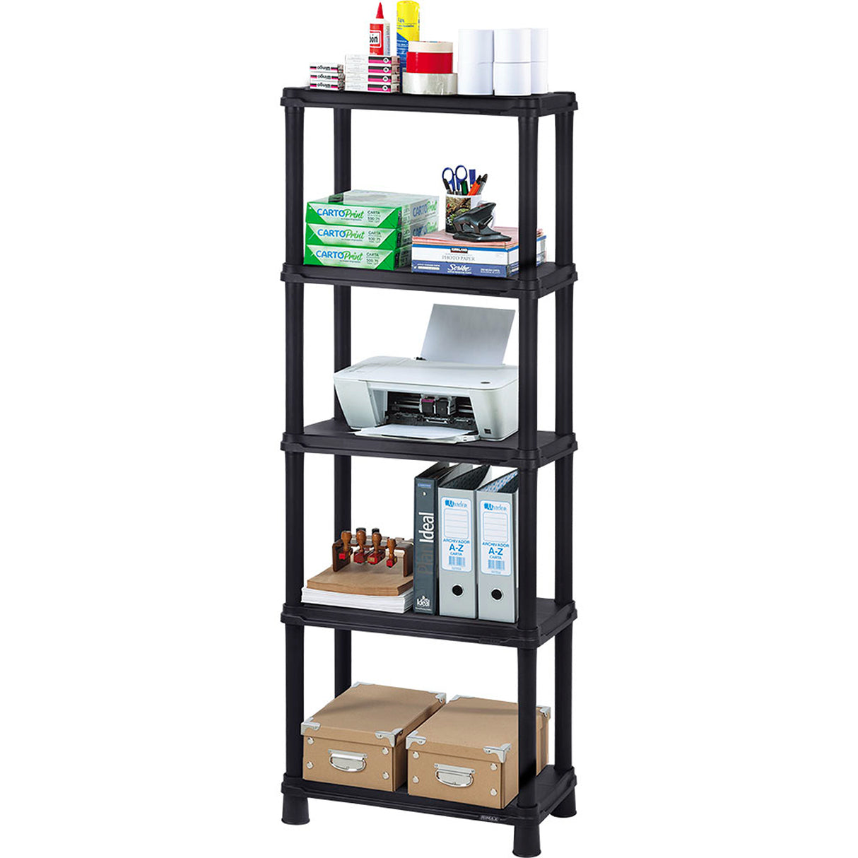 Estantería Rimax Negro 61x173.6cm Rectangular con Cinco Compartimientos y con Cinco Entrepaños