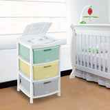 Gavetero Rimax Fique Blanco y Verde Claro 48x80cm de Tres Hileras con Tres Cajones y Tapa Organizadora