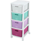 Cajonero Rimax Fique Blanco y Gris 39.4x86cm de Cuatro Hileras con Cuatro Cajones
