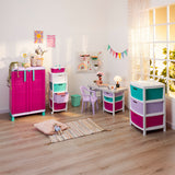 Gavetero Rimax Fique Blanco y Fucsia 48x80cm de Tres Hileras con Tres Cajones y Tapa Organizadora